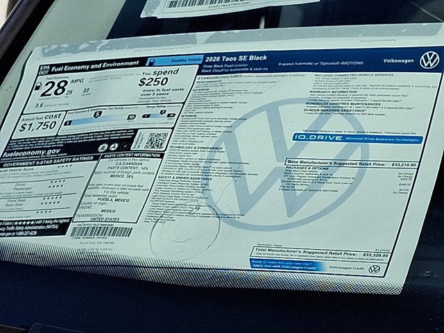 2026 Volkswagen Taos SE Black