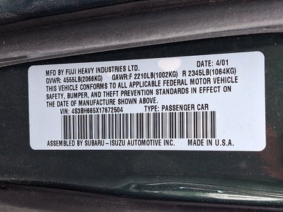 2001 Subaru Outback Outback w/RB Equip